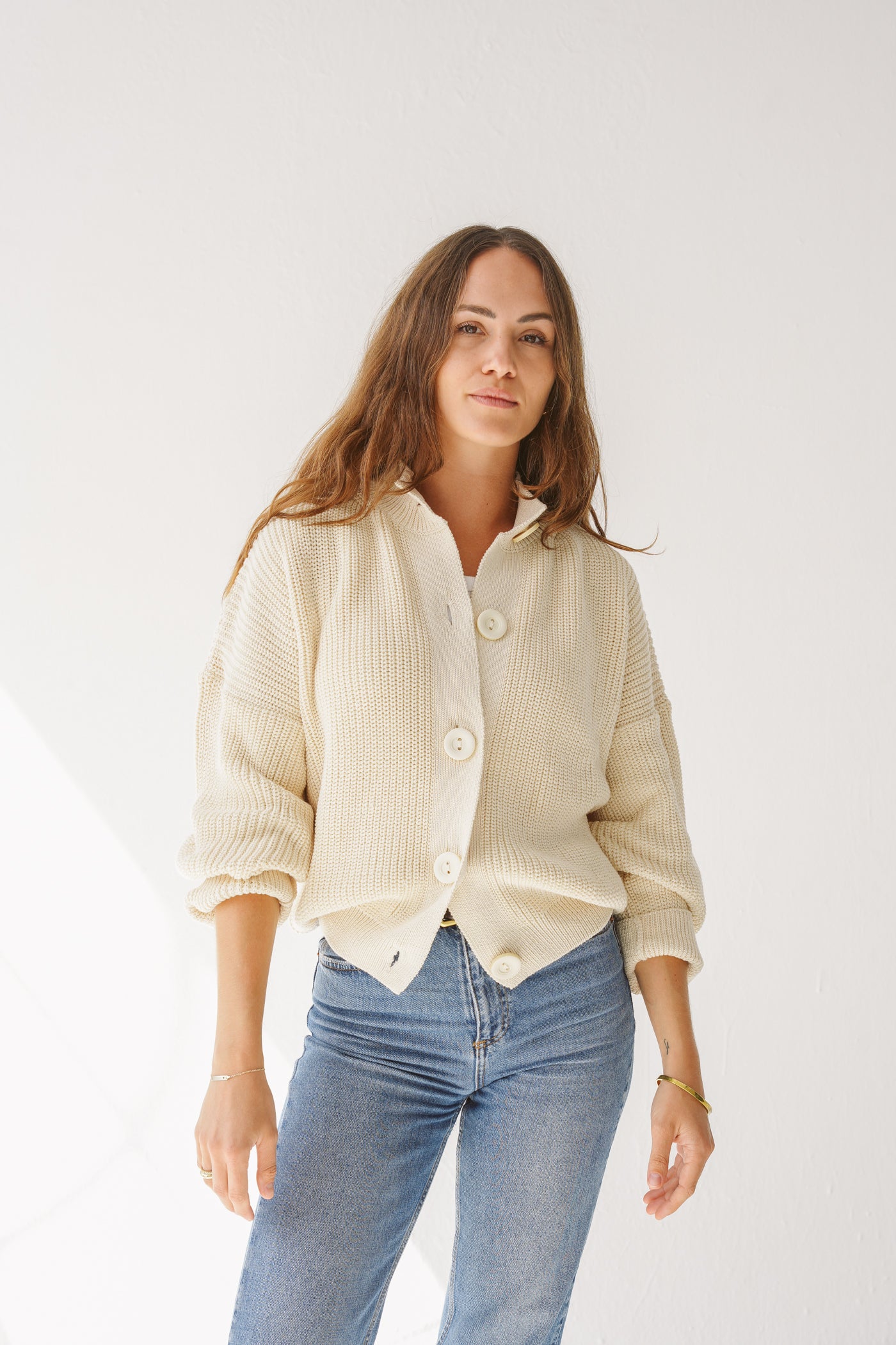 Cotton cardigan ecru